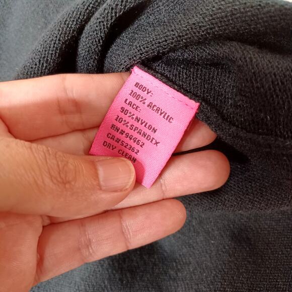 Betsy Johnson Black Lace Knit Dress Pullover Modest Formal Size L - Picture 5 of 7